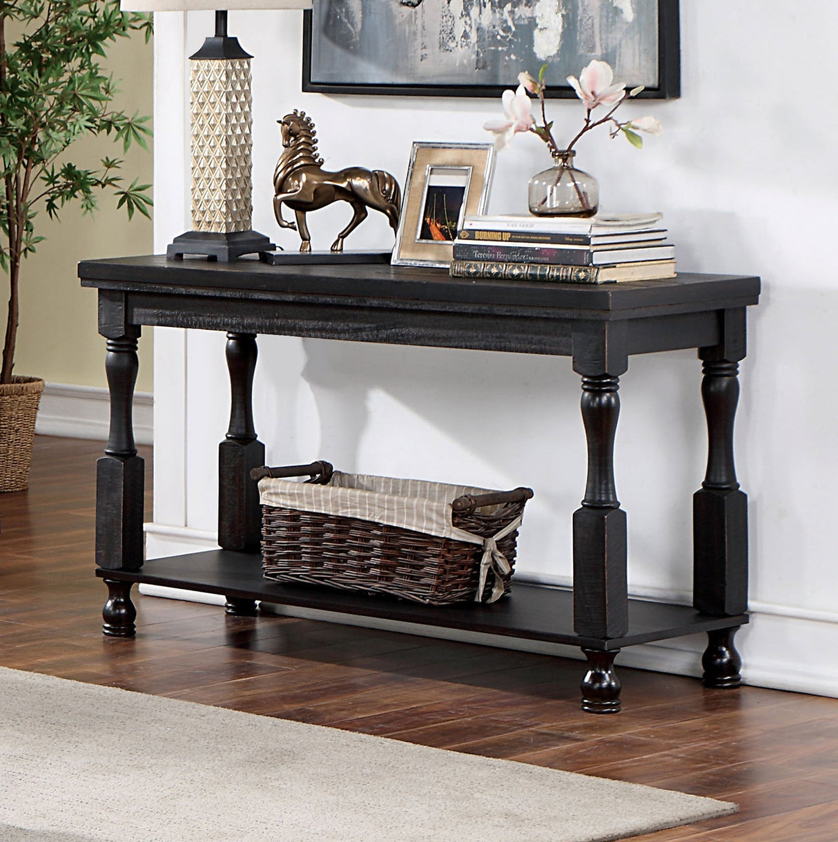 Calandra Antique Black Sofa Table