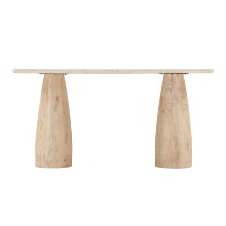 Palm Springs 60" Console Table with White Marble and Whitewash Modern Base by Home Trends & Design at Eve Furniture