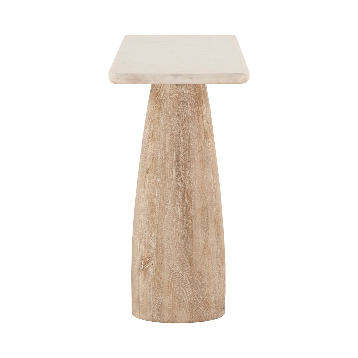 Palm Springs 60" Console Table with White Marble and Whitewash Modern Base