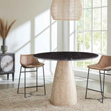Palm Springs 48" Gathering Table with Black Marble and Whitewash Modern Base by Home Trends & Design at Eve Furniture