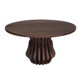 San Juan 54" Round Dining Table with Live Edge Sculptural Base in Royal Brown