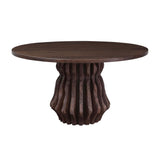 San Juan 54" Round Dining Table with Live Edge Sculptural Base in Royal Brown