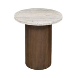 San Juan 20" Side Table in Royal Brown with Gray Travertine Top