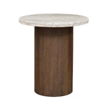 San Juan 20" Side Table in Royal Brown with Gray Travertine Top