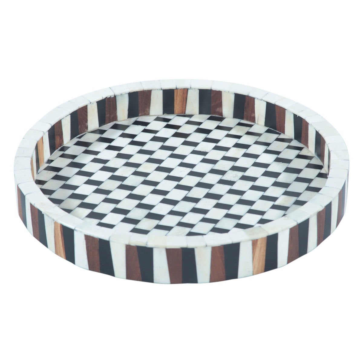 Taara Round Tray in Checkered Pattern