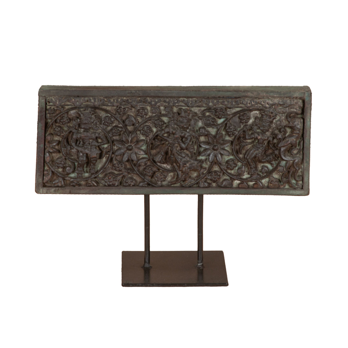Tribal 15" Carved Wooden Panel on Iron Stand by Home Trends & Design at Eve Furniture