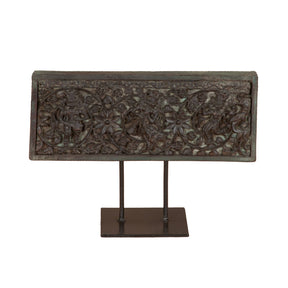 Tribal 15" Carved Wooden Panel on Iron Stand by Home Trends & Design at Eve Furniture
