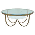 Venice 36" Round Coffee Table in Antique Brass with White Marble and Glass Top by Home Trends & Design at Eve Furniture