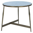Venice 28" Round Side Table in Antique Brass with White Marble Top by Home Trends & Design at Eve Furniture