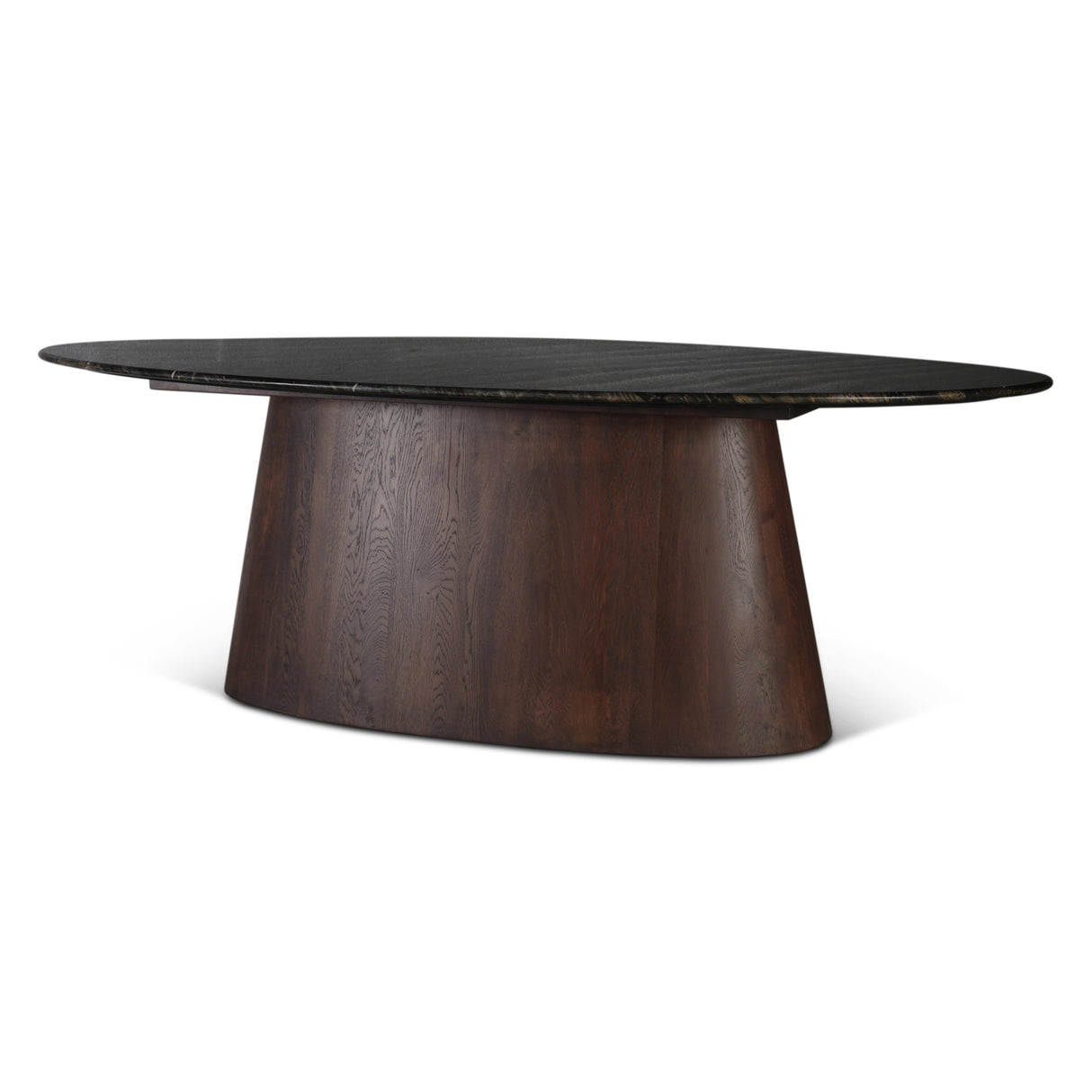 Vista 90" Oval Dining Table in Lava Marble with Dark Mango Base by Home Trends & Design at Eve Furniture