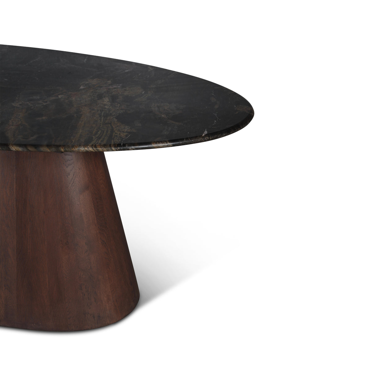 Vista 90" Oval Dining Table in Lava Marble with Dark Mango Base by Home Trends & Design at Eve Furniture