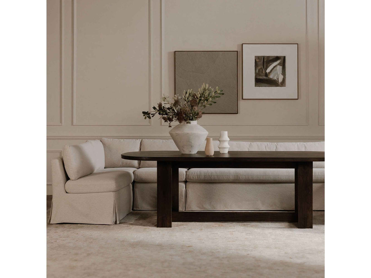 Fable Beige L Shape Slipcover 100.5" Dining Banquette