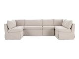 Fable Beige U Shape Slipcover Dining Banquette 121 in by Moe's Home at Eve Furniture