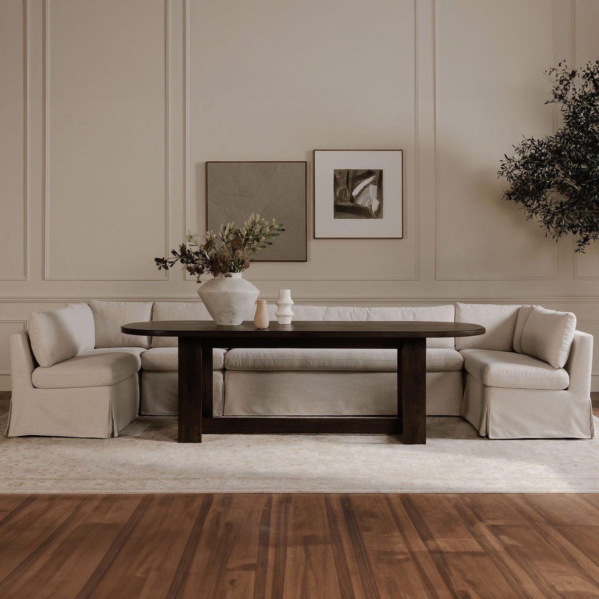Fable Beige U Shape Slipcover Dining Banquette 168 in by Moe's Home at Eve Furniture