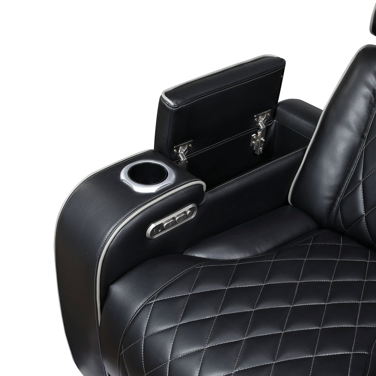 Fairway Black Power Double Reclining Loveseat with Center Console by Homelegance at Eve Furniture