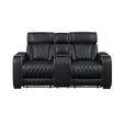 Fairway Black Power Double Reclining Loveseat with Center Console by Homelegance at Eve Furniture