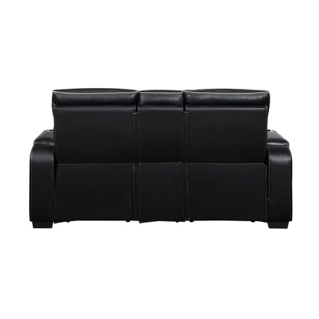 Fairway Black Power Double Reclining Loveseat with Center Console by Homelegance at Eve Furniture