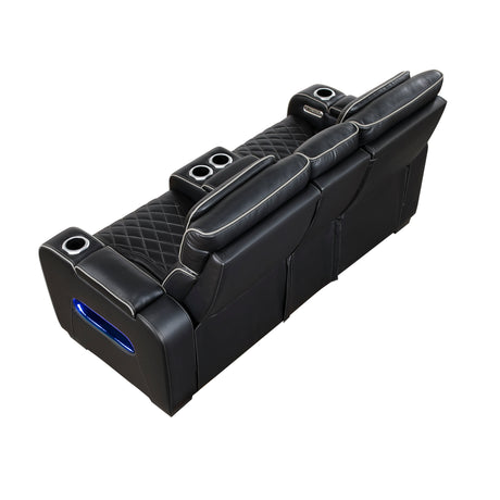 Fairway Black Power Double Reclining Loveseat with Center Console by Homelegance at Eve Furniture