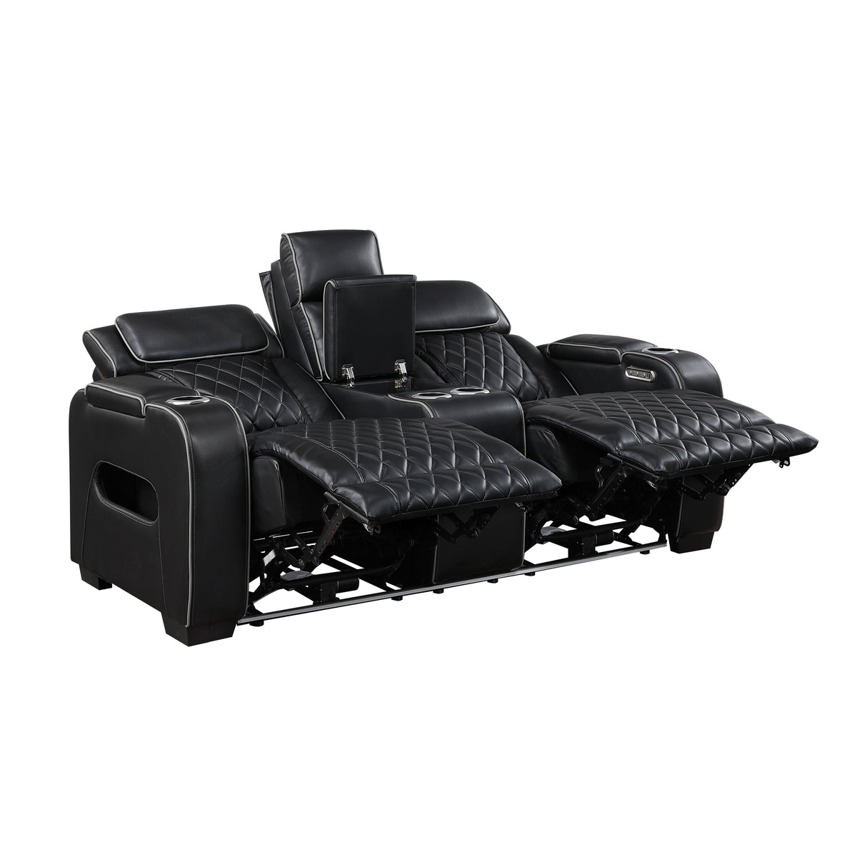 Fairway Black Power Double Reclining Loveseat with Center Console by Homelegance at Eve Furniture