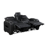 Fairway Black Power Double Reclining Loveseat with Center Console by Homelegance at Eve Furniture