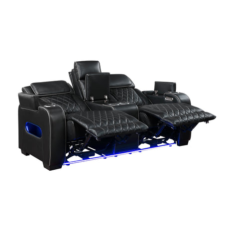 Fairway Black Power Double Reclining Loveseat with Center Console by Homelegance at Eve Furniture