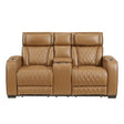 Fairway Brown Power Double Reclining Loveseat with Center Console by Homelegance at Eve Furniture