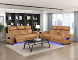 Fairway Brown Power Double Reclining Loveseat with Center Console by Homelegance at Eve Furniture