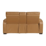Fairway Brown Power Double Reclining Loveseat with Center Console by Homelegance at Eve Furniture