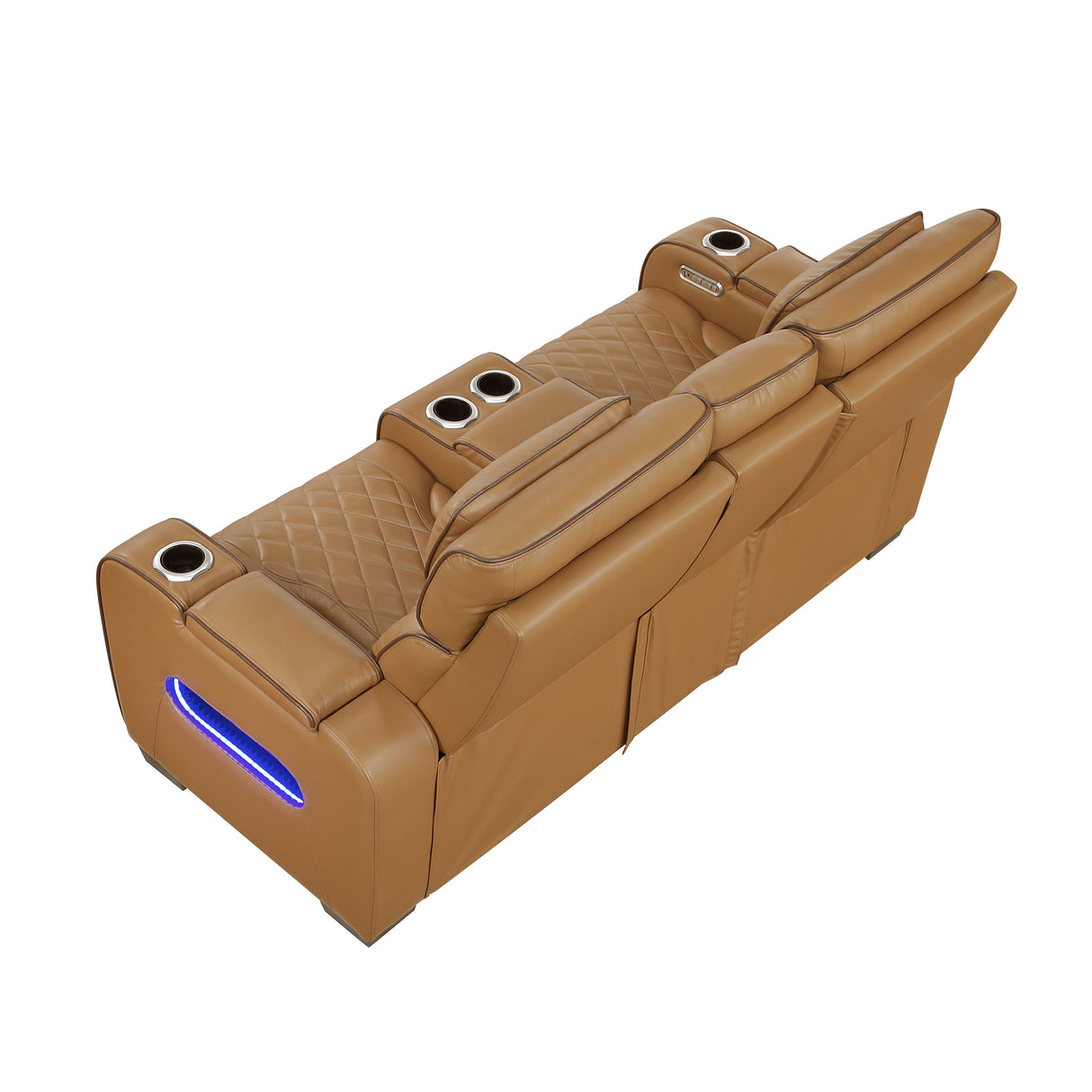 Fairway Brown Power Double Reclining Loveseat with Center Console by Homelegance at Eve Furniture