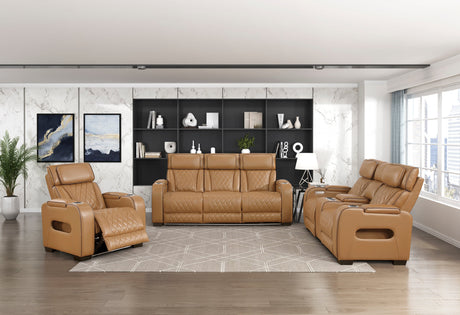 Fairway Brown Power Double Reclining Sofa by Homelegance at Eve Furniture