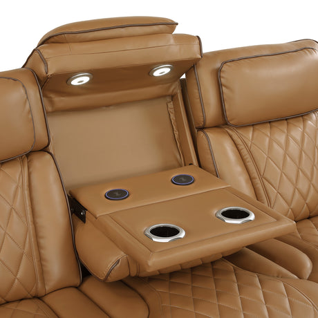 Fairway Brown Power Double Reclining Sofa by Homelegance at Eve Furniture