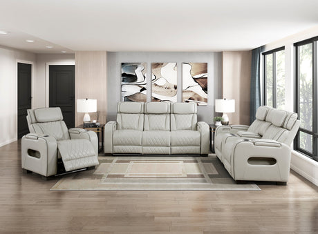Fairway Taupe Power Double Reclining Loveseat with Center Console by Homelegance at Eve Furniture
