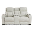 Fairway Taupe Power Double Reclining Loveseat with Center Console by Homelegance at Eve Furniture