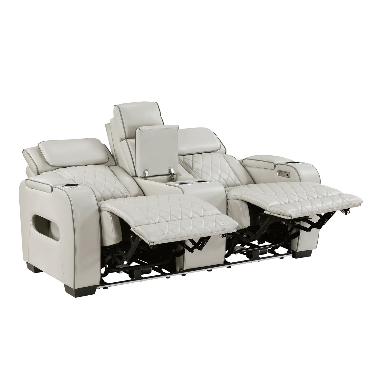 Fairway Taupe Power Double Reclining Loveseat with Center Console by Homelegance at Eve Furniture