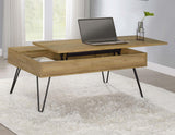 Fanning Golden Oak/Black Lift Top Storage Coffee Table by Coaster at Eve Furniture