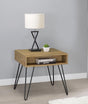 Fanning Golden Oak/Black Square End Table with Open Compartment by Coaster at Eve Furniture
