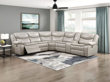 Fargo Taupe 3-Piece Power Reclining Sectional with Right Console by Homelegance at Eve Furniture