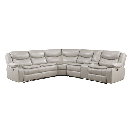 Fargo Taupe 3-Piece Power Reclining Sectional with Right Console by Homelegance at Eve Furniture