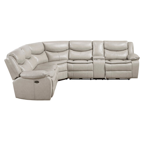 Fargo Taupe 3-Piece Power Reclining Sectional with Right Console by Homelegance at Eve Furniture