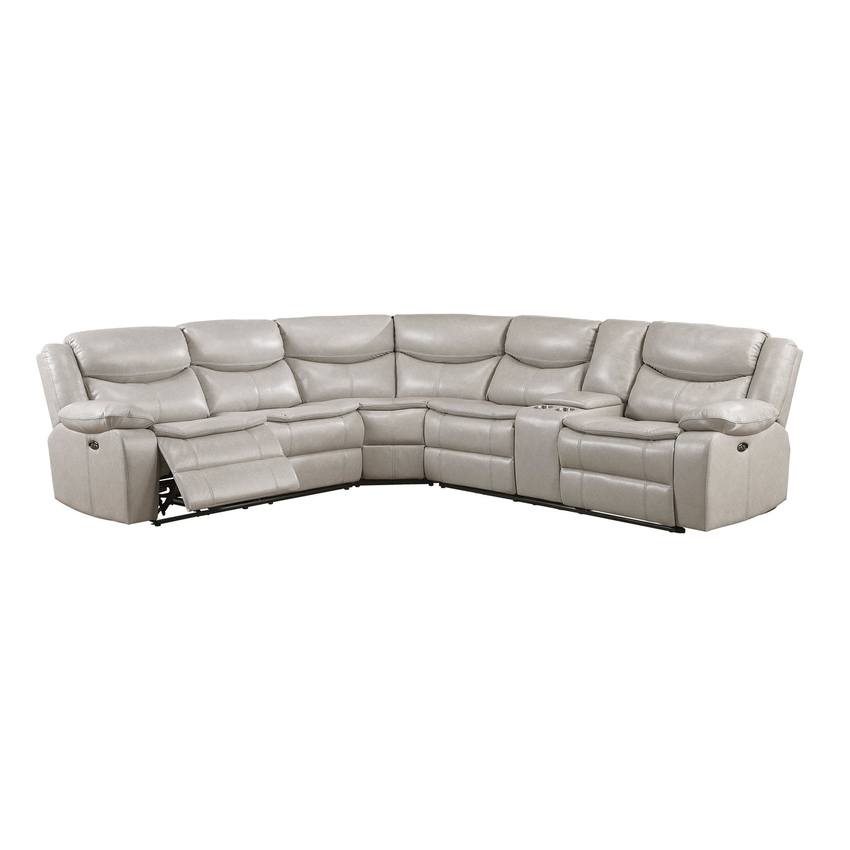 Fargo Taupe 3-Piece Power Reclining Sectional with Right Console by Homelegance at Eve Furniture