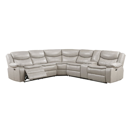 Fargo Taupe 3-Piece Power Reclining Sectional with Right Console by Homelegance at Eve Furniture
