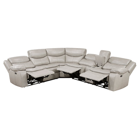 Fargo Taupe 3-Piece Power Reclining Sectional with Right Console by Homelegance at Eve Furniture