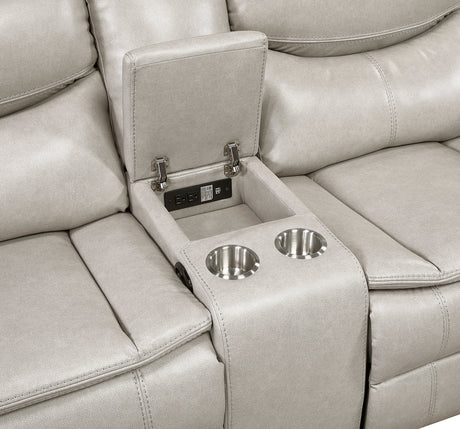 Fargo Taupe 3-Piece Power Reclining Sectional with Right Console by Homelegance at Eve Furniture