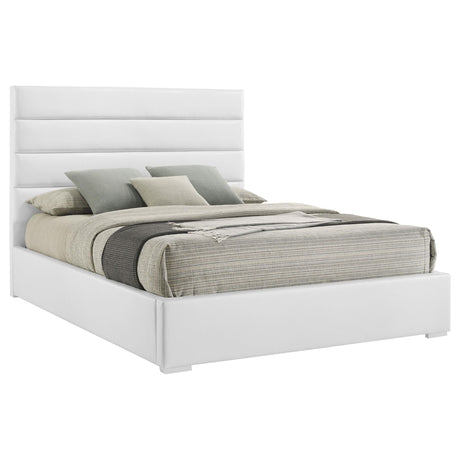 Felicity White Upholstered Eastern King Platform Bed by Coaster at Eve Furniture