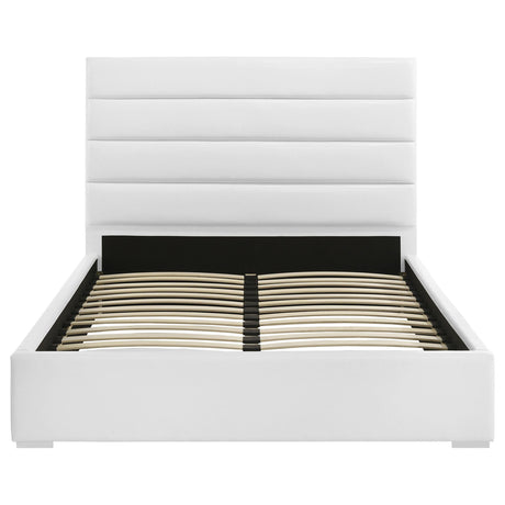 Felicity White Upholstered Eastern King Platform Bed by Coaster at Eve Furniture