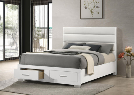 Felicity California King Storage Bed White High Gloss by Coaster at Eve Furniture