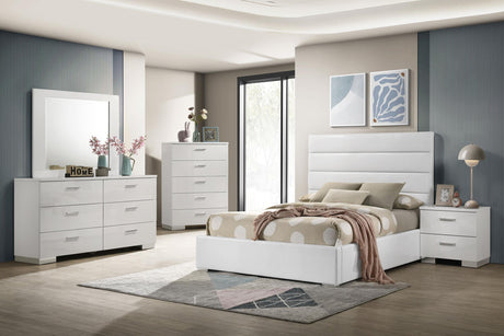 Felicity White Upholstered Full Platform Bed by Coaster at Eve Furniture