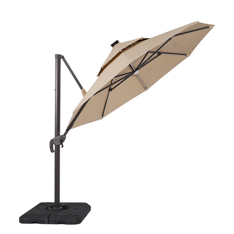 Fera Beige 10 Ft Round Umbrella w/ LED Bulb + 37" Large Base by Furniture of America at Eve Furniture