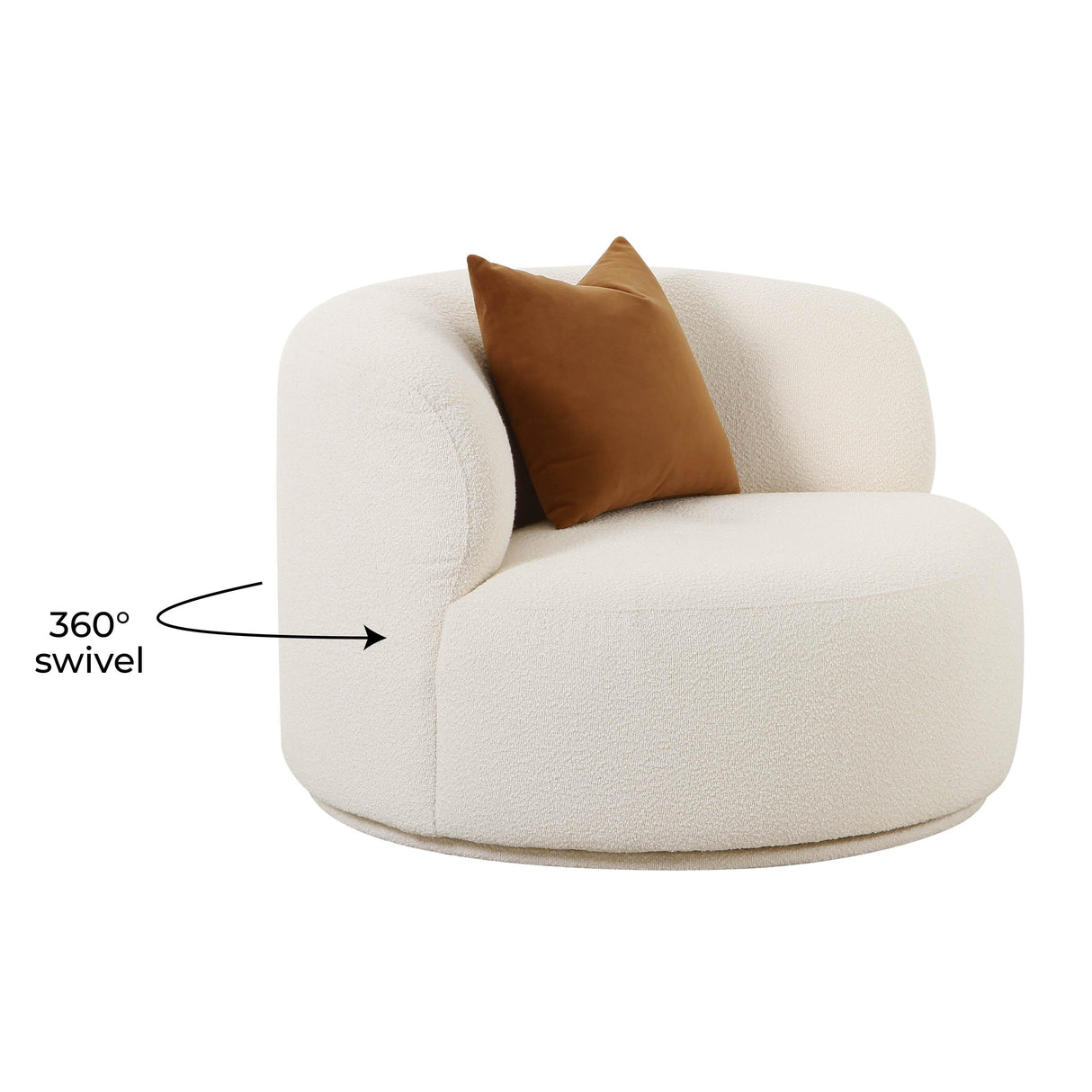 Fickle Cream Boucle Swivel Chair by TOV Furniture at Eve Furniture