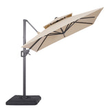 Fida Beige 8 Ft Square Umbrella w/ Double Top + 37" Large Base by Furniture of America at Eve Furniture